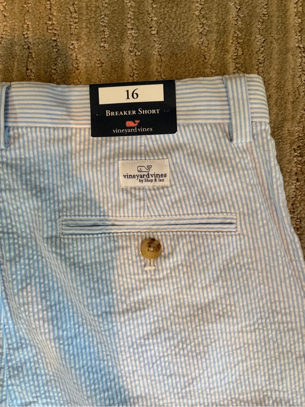 Vineyard Vines Boys Blue & White Seersucker Shorts NWT
